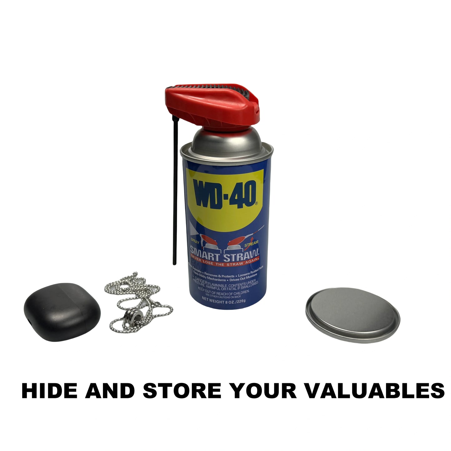 WD40 Smart Straw Spray Diversion Safe Stash Can with Hidden Compartment for Keys, Cash and Valuables (8 oz Travel Size)