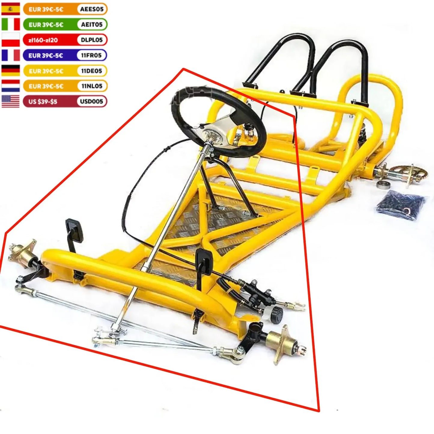 Go Kart Front Axle Kit - Go Kart Steering Set Tie Rod Wheels Trike Kit Drift Trike Axle For DIY Go Kart ATV