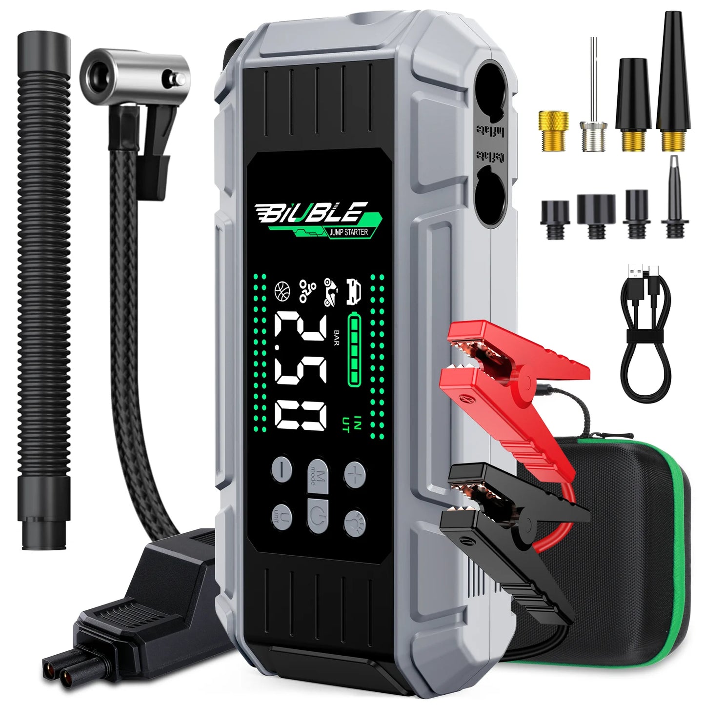 8000A Car Jump Starter & Air Pump 150PSI Air Compressor Power Bank For 12V Car Emergency Booster Starter Starting Device