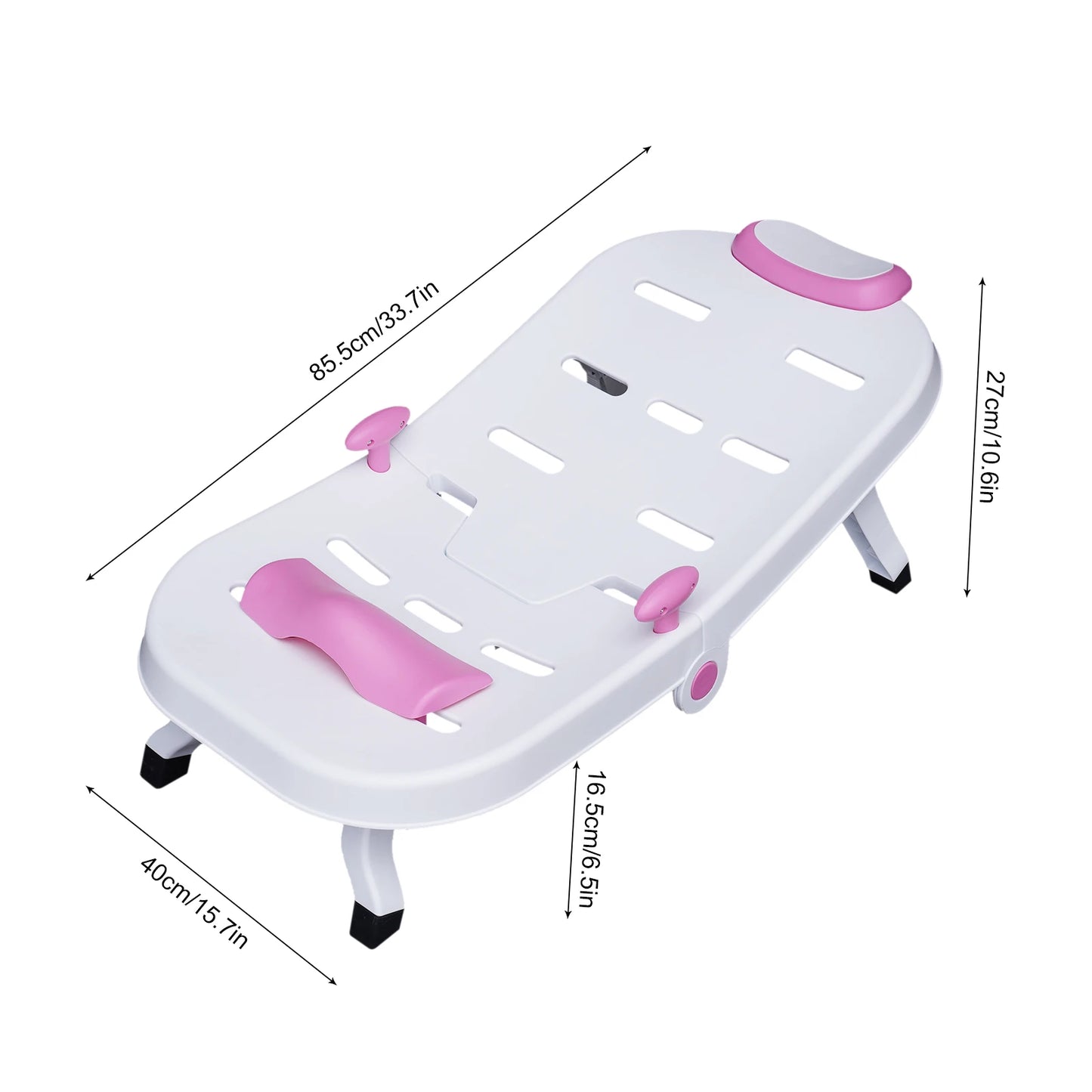 Foldable Kids Shampoo Chair Anti-Slip Bath Chair for Hair Washing, Pink Baby Shampoo Sink Chair with Headrest, Ages 0-10