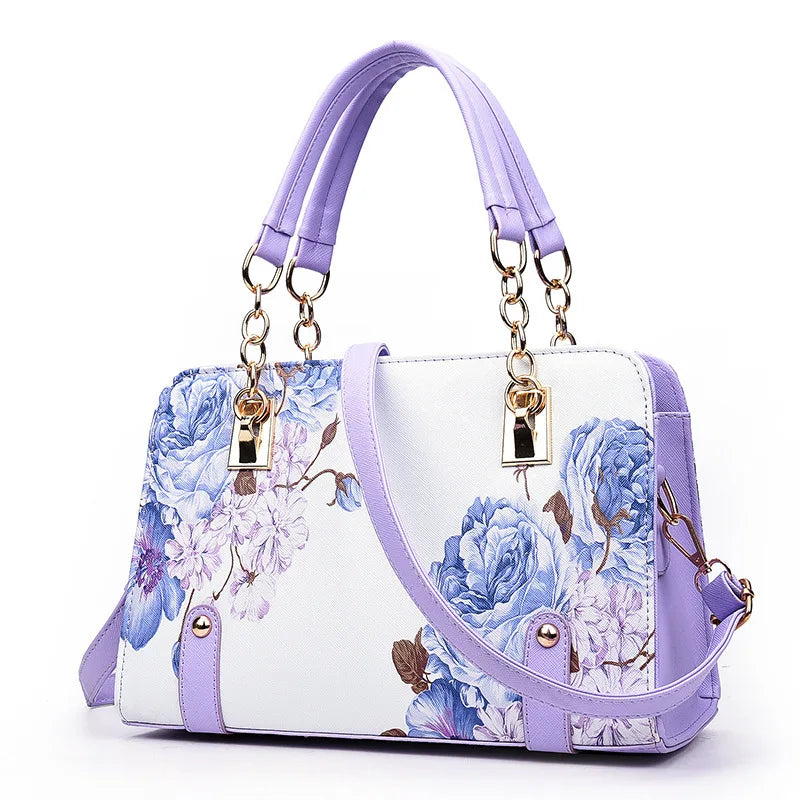 PU leather fashion floral tote bag, zipper closed, adjustable strap, women's crossbody bag, ideal for everyday use and gifts