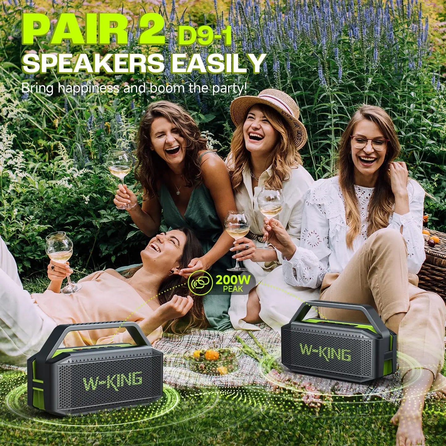 W-KING (100 W Peak) 60 W Portable Loud Bluetooth Speakers with Sub woofer, Outdoor Speaker Bluetooth Wireless Waterproof Speaker