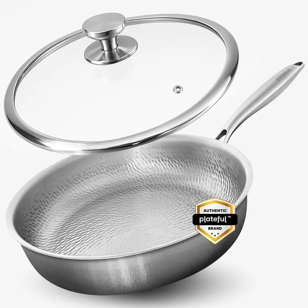 12 Titanium Non-Stick Frying Pan with Lid, Oven-Safe, Induction Compatible, Heat-Resistant Up to 750°F