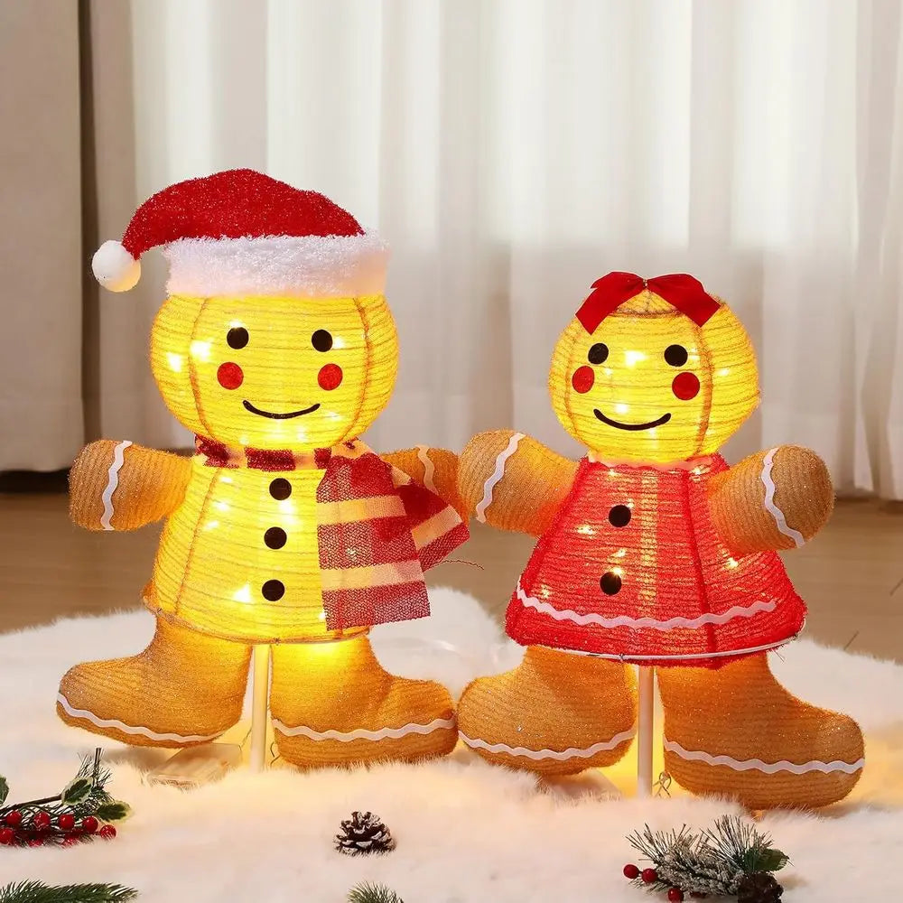 Illuminated 3 D Gingerbread Man Outdoor Christmas Decoration, Collapsible Pop-Up for Holiday Yard & Garden, Suitable for Indoor U