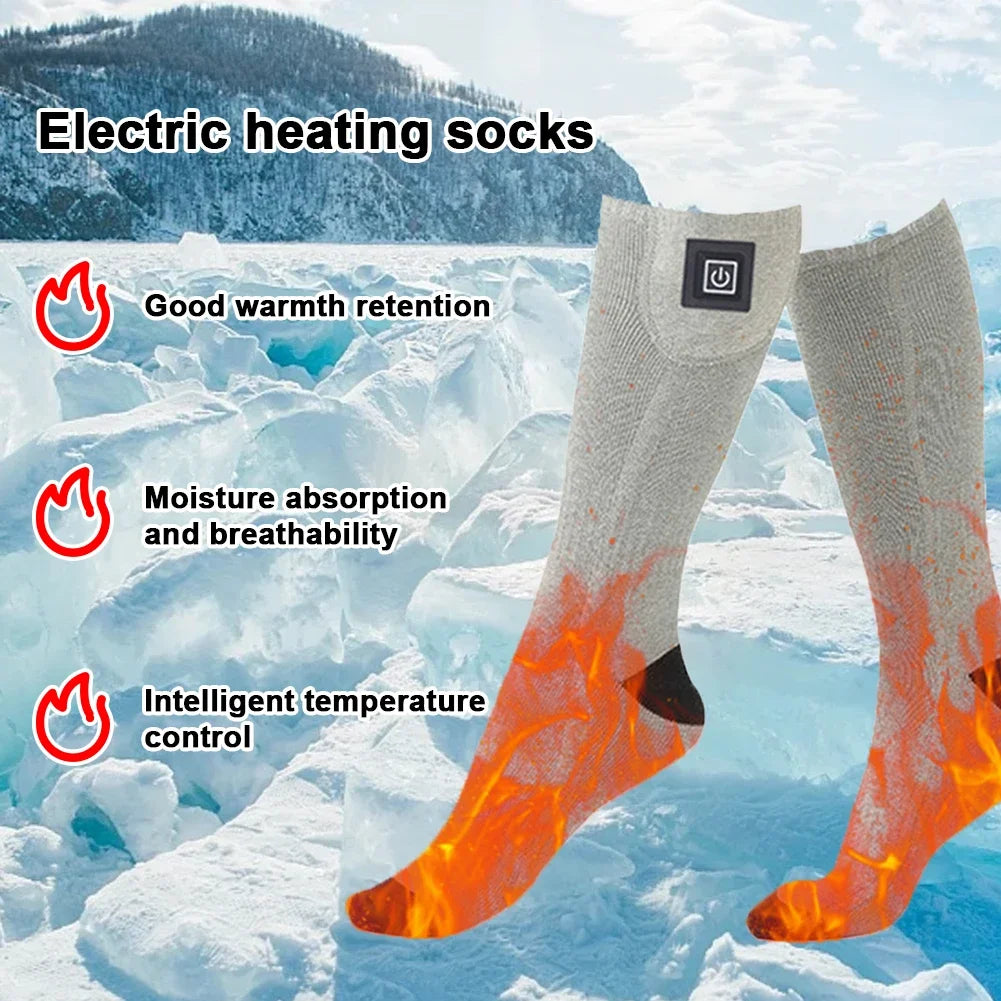 Electric Heating Socks 3 Level Temperature Winter Heating Socks Cold-Proof Winter Warm Thermal Socks for Cycling Camping Skating