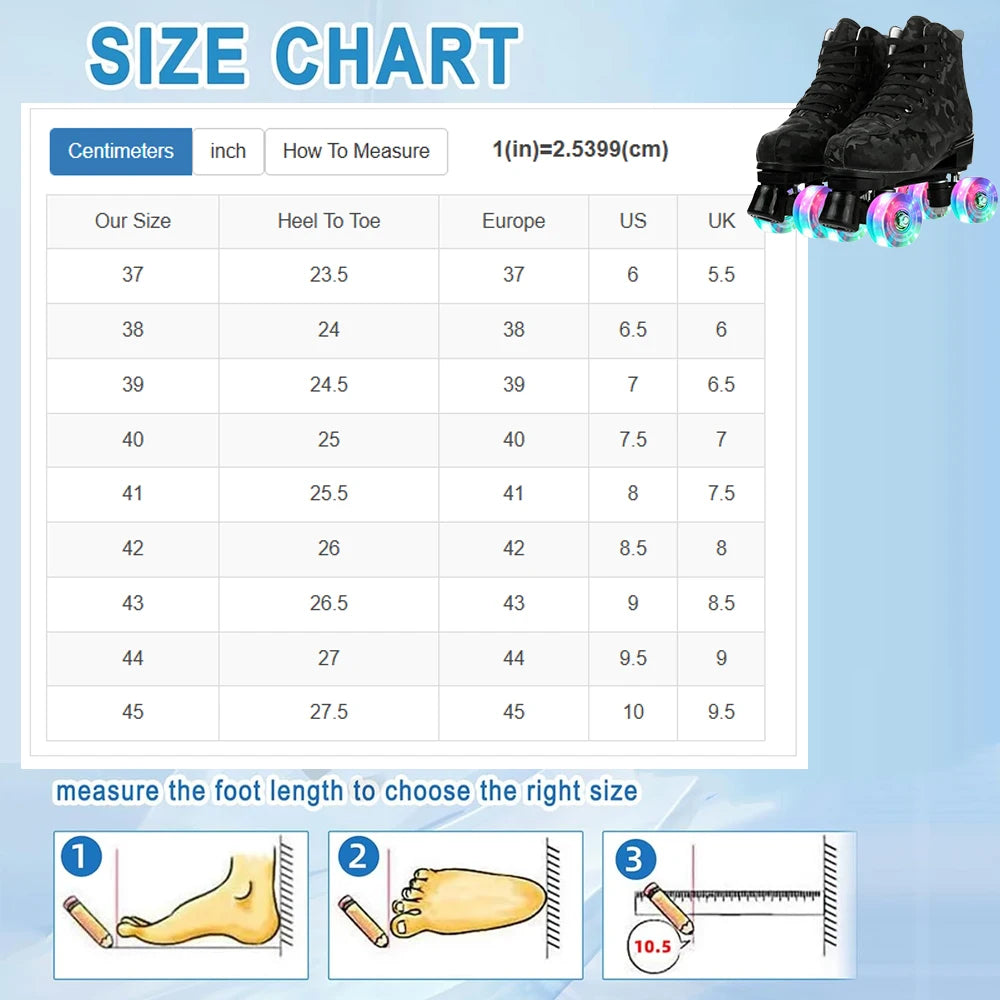 Outdoor Roller Skates Sports Double Row Skates Quad 4 Wheels Skating Women Flashing Roller Skates Shoes for Men Youth Boys Girls