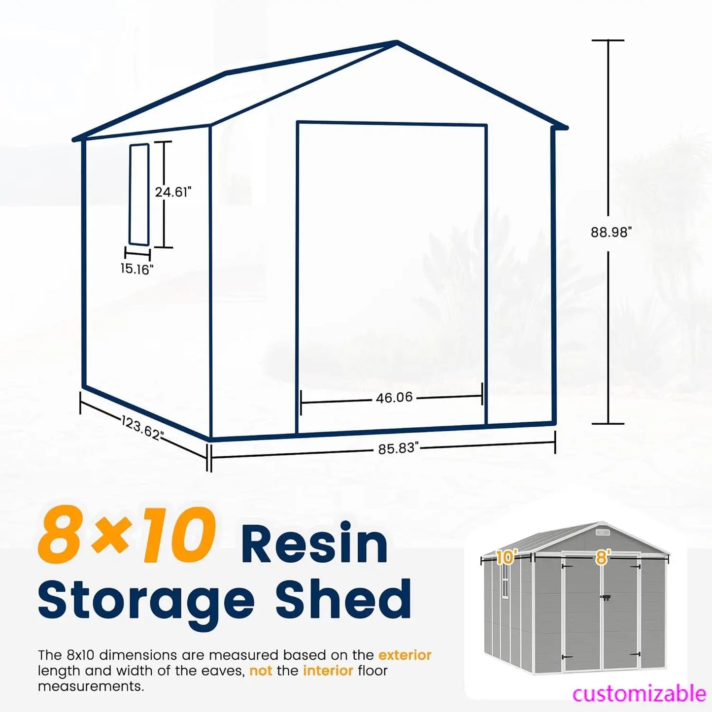 NEW Storage Shed 8 x 10 FT, Resin Outdoor Garden Sheds with Floor Plastic Patio Outdoor Storage with Lockable Door for Tool