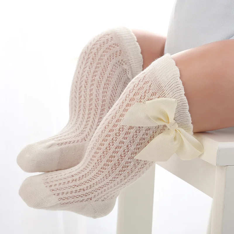 Babys Girls Princess Knitted Mesh Socks Cotton Infant Kids Girls Long Tube Socks 0-3T Summer Soft Toddler Girls Knee High Socks