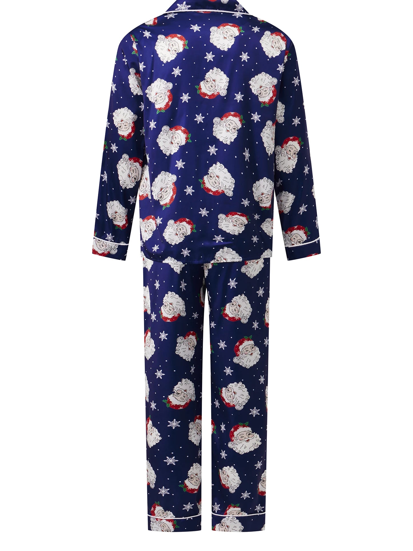 Family Matching Christmas Pajamas Set Dad and Son Santa Print Tops Pants Holiday Satin Pajamas Sleepwear