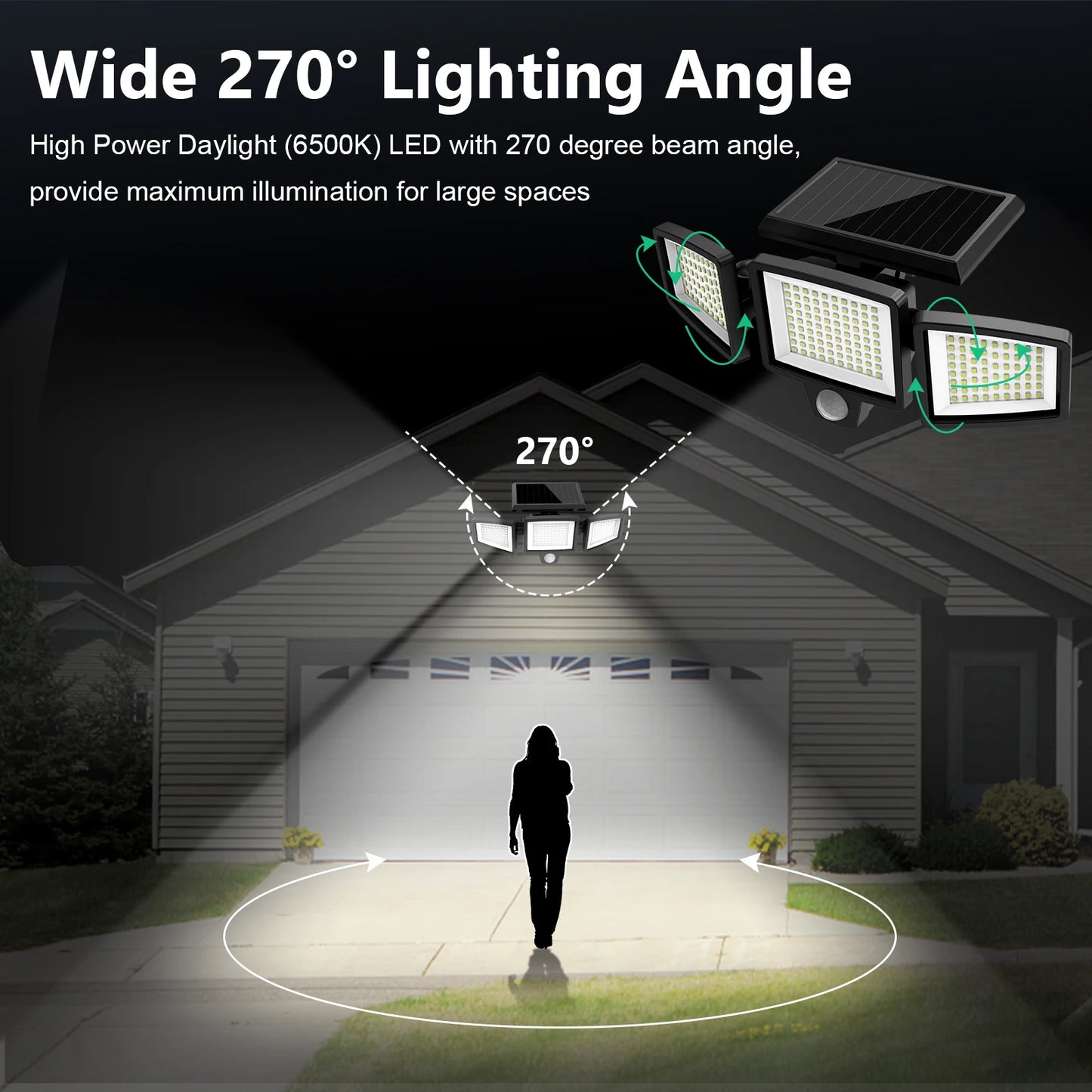 4-Pack Outdoor Solar Lights, Motion Sensor Security Lights for Porch, Garage, Yard Entrance, Patio