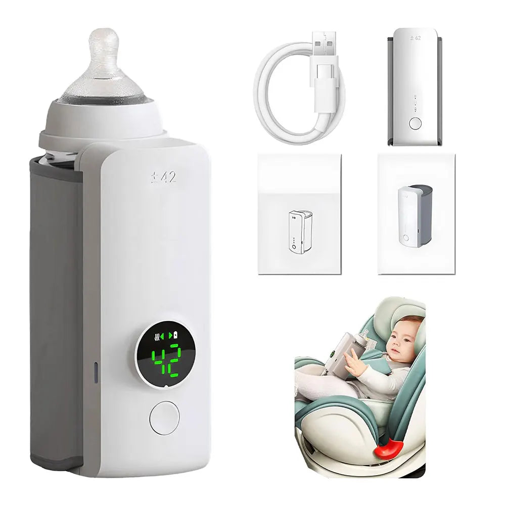 Portable Bottle Warmer Rechargeable Cordless Milk Warmer with Temperature Control Baby Bottle Warmer for Travel
