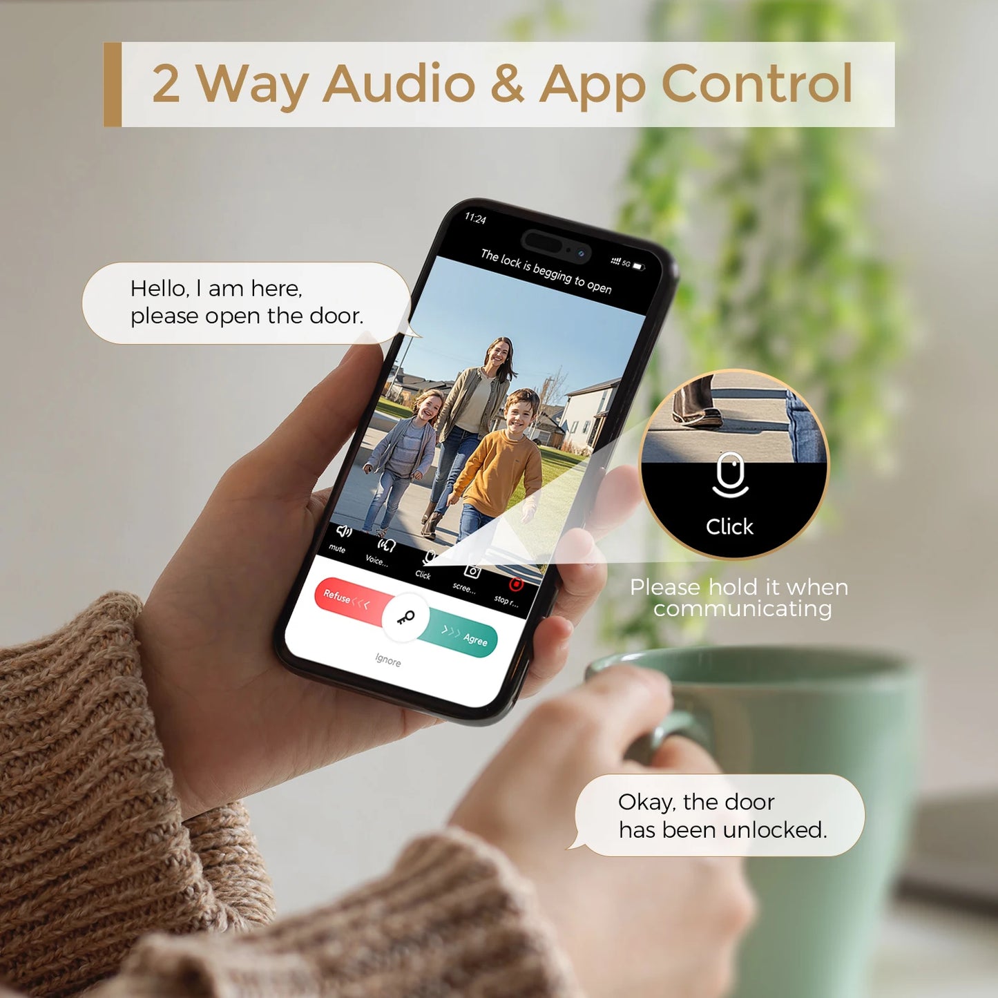 ARPHA Smart Door Lock D289L 2.4Ghz WiFi Smart Lock Multi-Function Unlocking Fingerprint Lock with Camera Built-in Doorbell  Lock