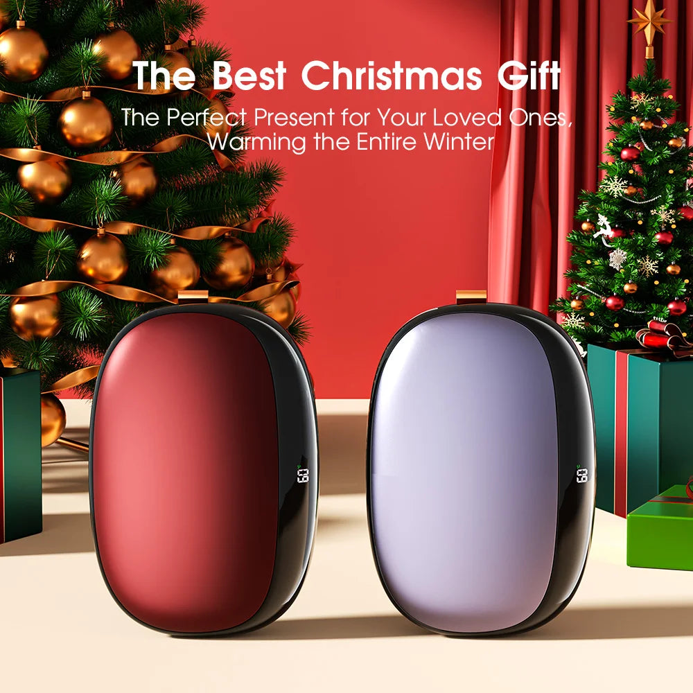 12000mAh Hand Warmer Power Bank, Dual-Side Heating with 3-Temp Control (40°C/50°C/60°C),Compact for Travel, Gift Idea