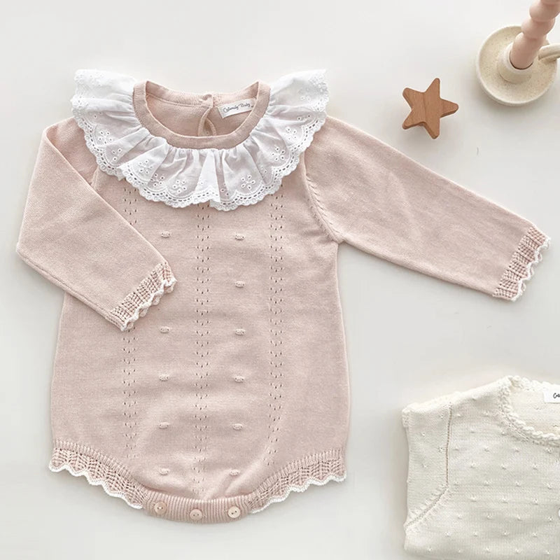 0-24M Warm Baby Clothing Knit Romper Newborn Romper Infant Toddler Boy Girl Long Sleeve Jumpsuit Embroidery Fall Spring Outfits