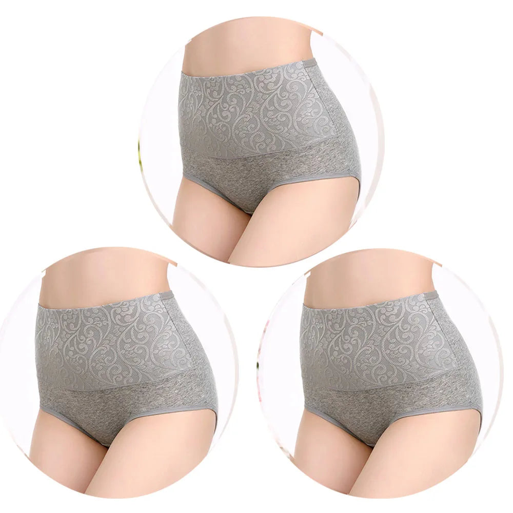 3Pcs/Lot Plus Size Underwear Women High Waist Women's Panties Cotton Brief Girl Breath Panty Abdominal Underpants Ladies L-5XL