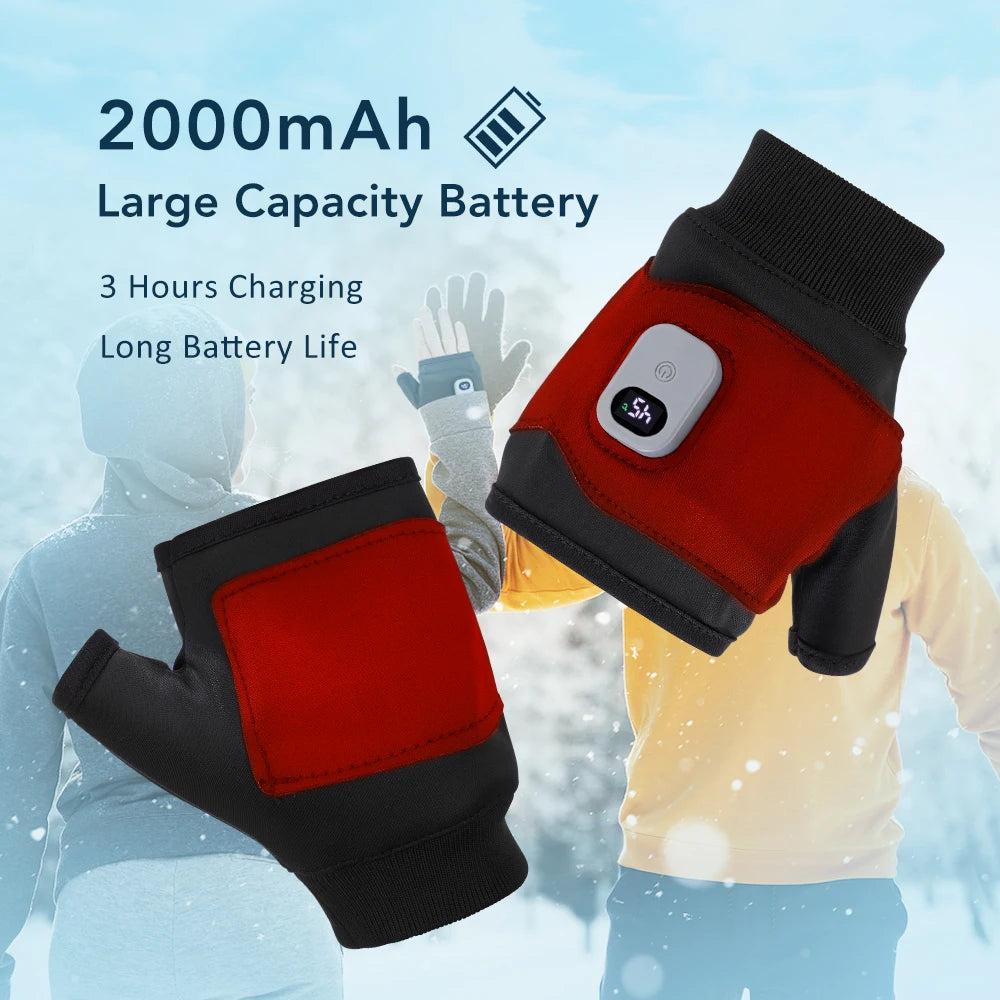 3 Levels Electric Heated Gloves Rechargeable 360° Thermal Hand Brace Gloves Windproof Hand Warmer for Outdoor Hiking Cycling