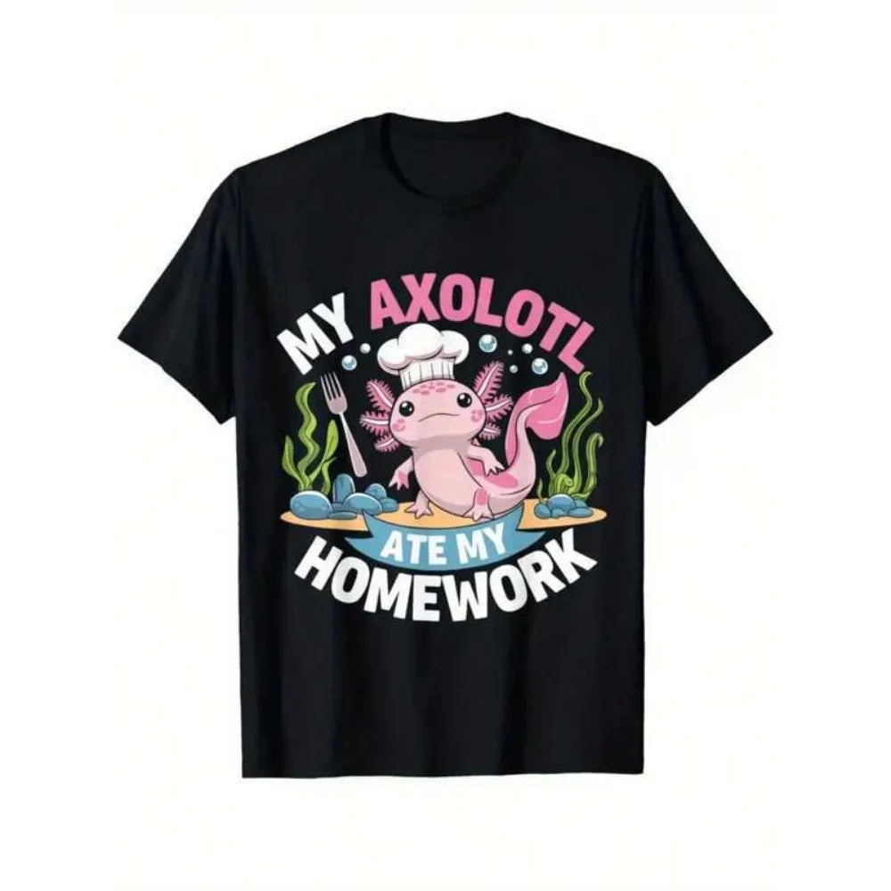 My Axolotl Ate My Homework Funny Boys Girls Students School T-Shirt Gifts For Boys Girls Kids