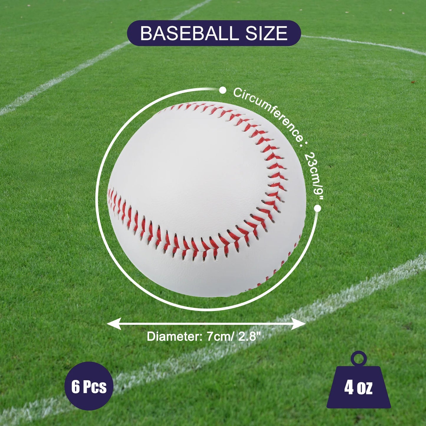 9 Inch Baseball 6 Pack Baseballs Soft Bulk Standard Size Adult Leather Training Baseball Unmarked Baseballs for Youth Pitching