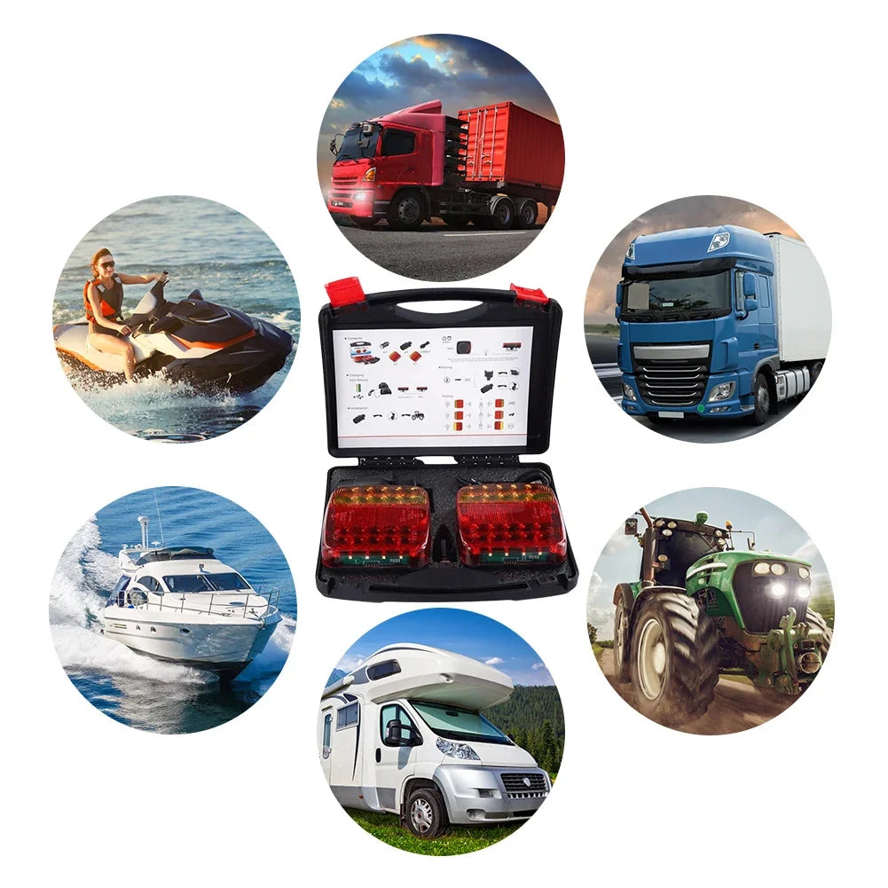 2 Piece Magnetic Wireless Trailer Lights Waterproof Reflective Lens Truck LED Taillights Towing Light Kit For Truck RV Camper Boat