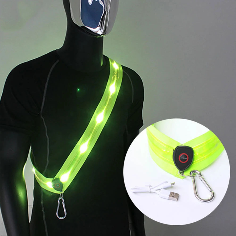 Illuminated Shoulder Straps Rechargeable LED Shoulder Belt for Men Women Night Safety Outdoor Hiking Jogging Walking Light Gear
