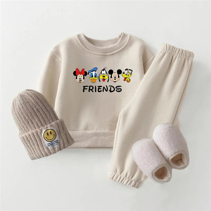 2 Piece Kids Girl / Boy Thicken Clothes Outfits Lovely Printed Sweatshirt + Pant Children Baby Clothing for Autumn Winter