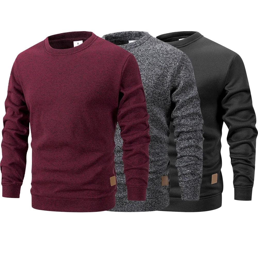 Men's Long Sleeve Sweaters Crew Neck Basic Pullover Shirts Autumn Warm Streetwear Outdoor Jogger Casual Loose Sweatshirt Hoody