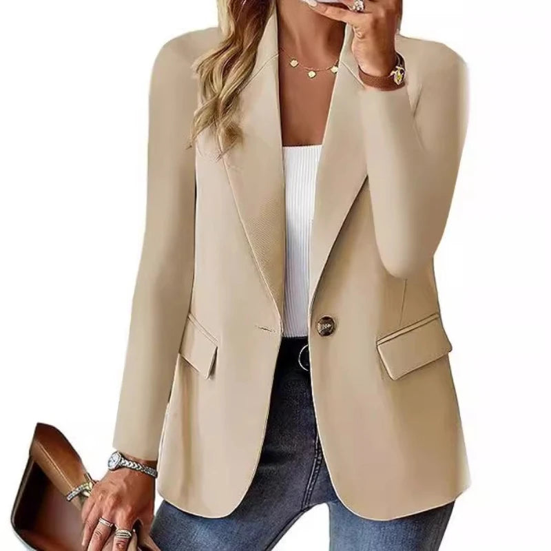 2025 Popular Autumn Long-sleeved Solid Color Cardigan Small Blazer Women Blazer Women Blazer Femme Vetement Femme