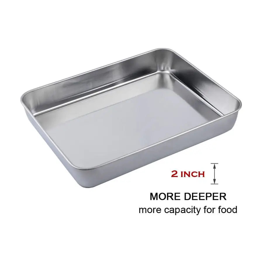 Baking Pans Set, 16 amp12 inch Large Stainless Steel Cake Pans, Rectangular Metal Cookie Sheets for Oven, Bread Tray, No Warped