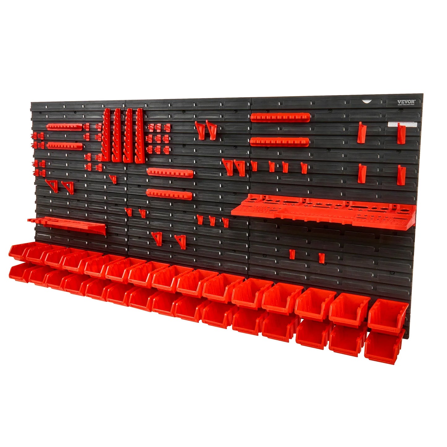 30 Bin Wall Mounted Storage Bins Parts Rack Organizer Garage with Wall Panels Hooks Plastic Shop Tool for Screw Nails