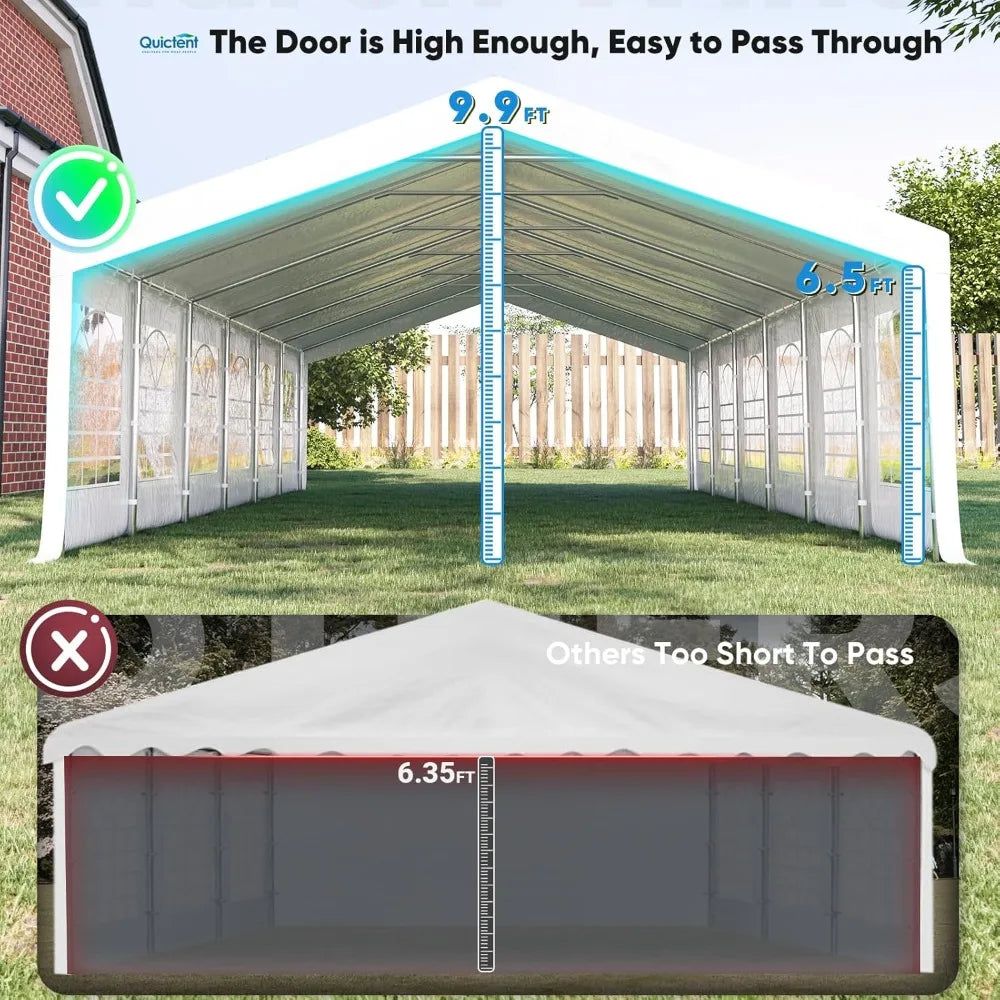 20 x 40 Party Tent Heavy Duty Outdoor Canopy Tent Carport Wedding Event Shelter BBQ Wedding Tents for Parties with Storage Bags(C