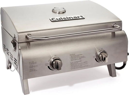 Portable Propane Grill, 20,000 BTU Stainless Steel 2-Burner Outdoor Gas Grill for Camping and BBQ, Easy Setup