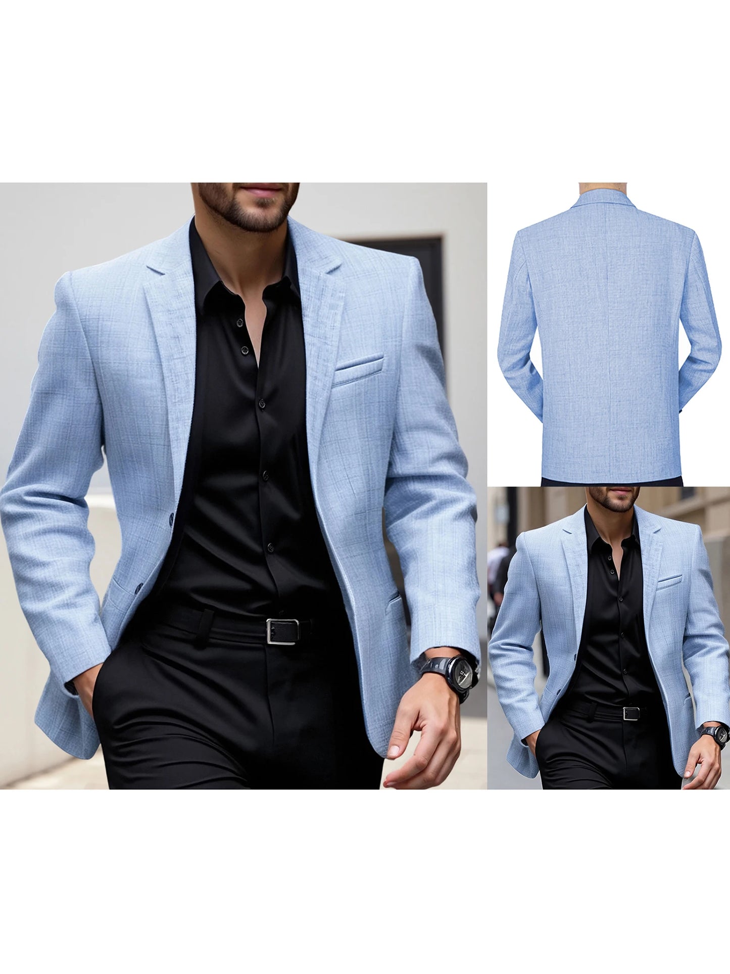 Men's Fit Casual Blazer with Notched Lapel and Single Button Closure Fashionable Solid Color Sport Coat for Spring and