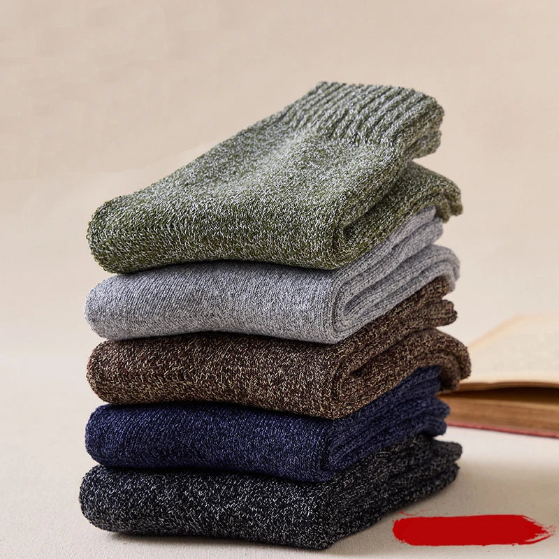 5Pairs Super Thick Winter Woolen Merino Socks for Men Towel Thermal Warm Sport Socks Cotton Male's Cold Snow Boot Terry Sock