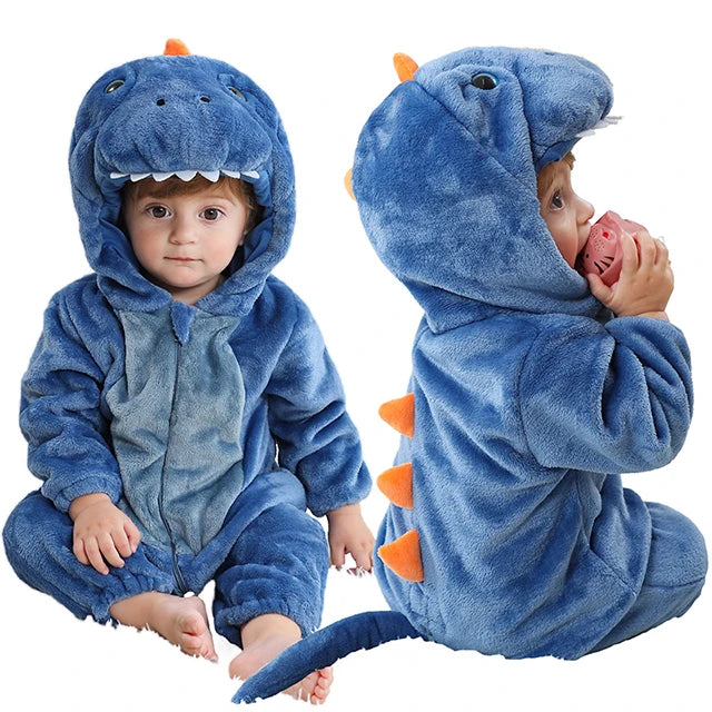 MICHLEY Halloween Winter Baby Rompers Hooded Flannel Cosplay Toddler Infant Clothes Bodysuits Jumpsuit Costume For Girl Boy