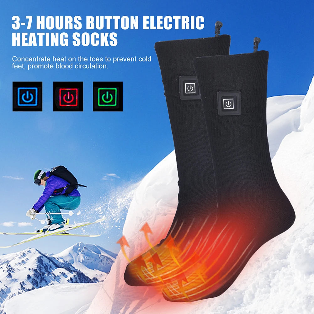 1/2/3Pair Winter Heated Socks Heating Warm Long Socks Anti Slip Battery Powered Cold-Proof Skiing Sock For Outdoor Skiing Hiking