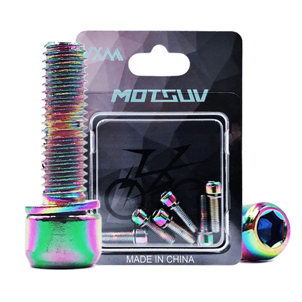 MTB Road Bike Stem Bolts M5x18mm Titanium Plated Allen Hex Head Stem Screws with Washer for Bicycle Accessories