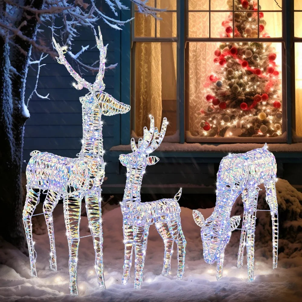 3 Piece Christmas Reindeer Family Lighted Deer for In/Outdoor Yard Decoration