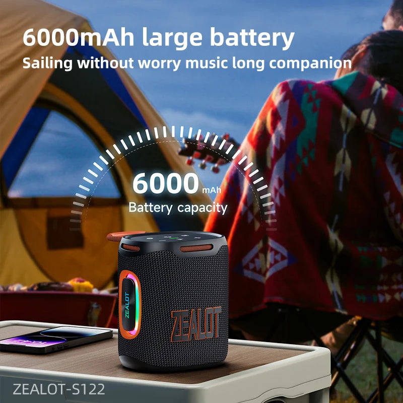 Zealot- S 122 Bluetooth Speaker BT 5.3 Wireless IPX6 Waterproof Shower Speaker, 25 W Hi-Fi Stereo Sound,TWS Pairing, 20 H Music Playtime