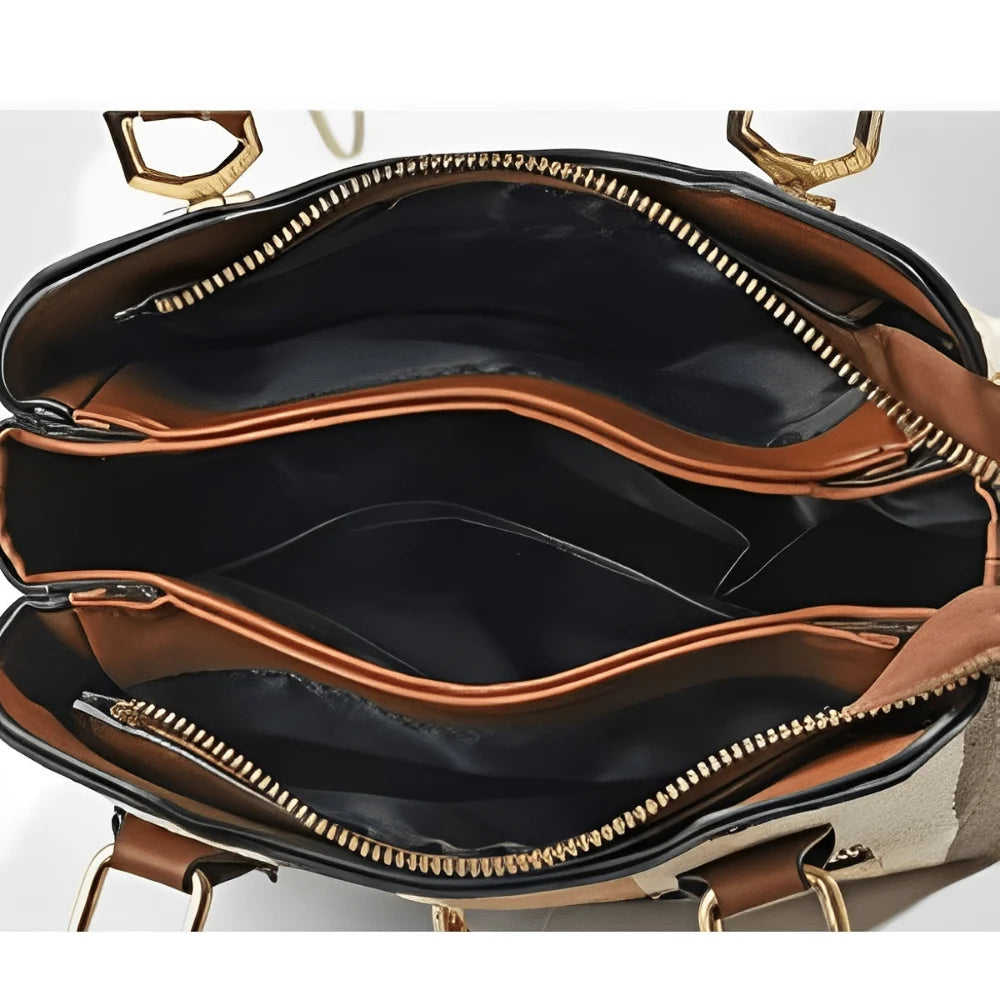 2025 New Design Color Contrast Tote 3PCS Bag Set, Canvas Shoulder Bag Crossbody Bag with Purse and Card Holder, Premium PU Leath