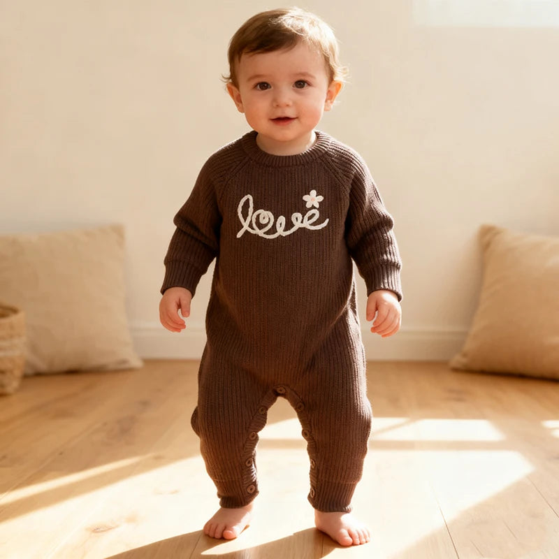 0-24M Warm Baby Clothing Knit Romper Newborn Romper Infant Toddler Boy Girl Long Sleeve Jumpsuit Embroidery Fall Spring Outfits
