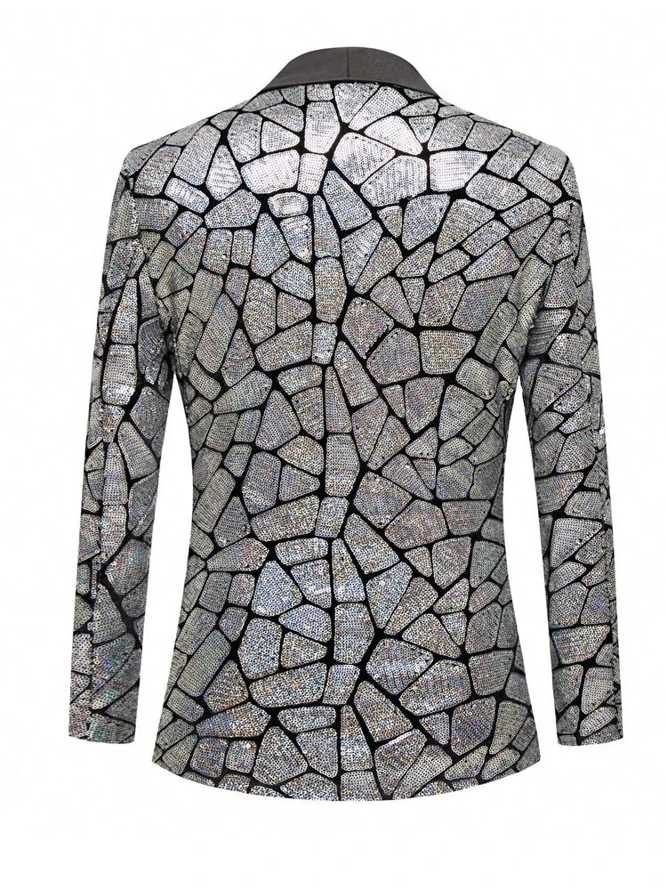Men's single piece shiny sequin suit jacket, fashionable tailcoat, suitable for parties, weddings, banquets, dances
