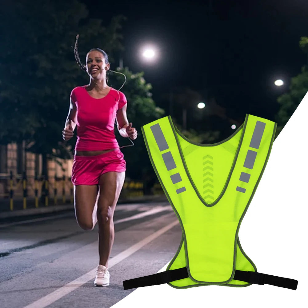 Motorcycle Safety Jacket Breathable High Visibility Running Vest Adjustable Fluorescent Mesh Vest for Outdoor Night Riding