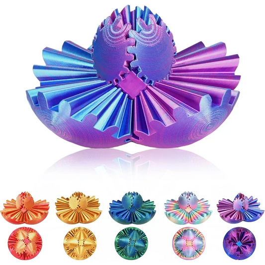 3D Printed Gear Sphere Fidget Toy, Gear Ball, Sensory Stress Relief Ball for Kids and Adults, ADHDToy (Forest Green, 2.6 inches)