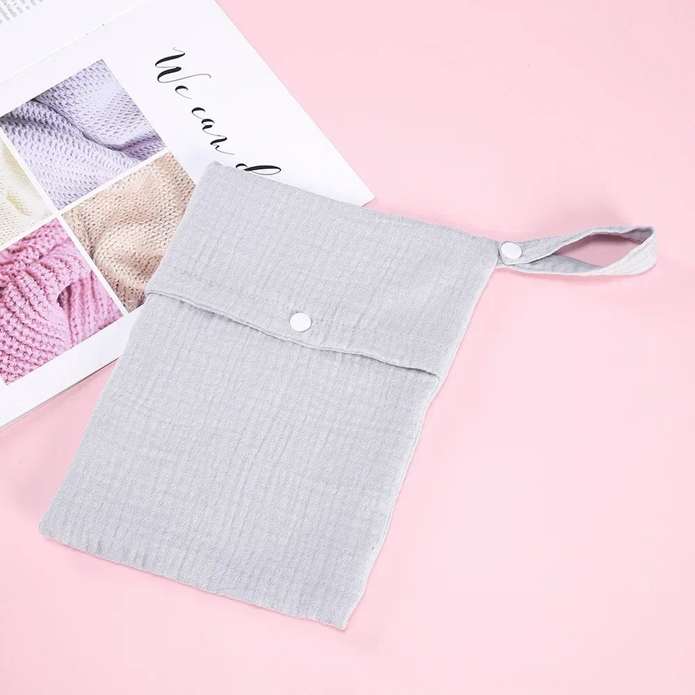 25*20cm Multifunctional Baby Diapper Bag Reusable Solid Color Travel Nappy Pouch Soft Cotton Mummy Storage Bag Baby Stroller Bag