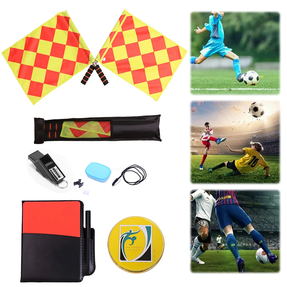 Soccer Referee Flag Whistle Set Professional Football Red Card And Yellow Card Kit Sport Training Useful Referee Tool