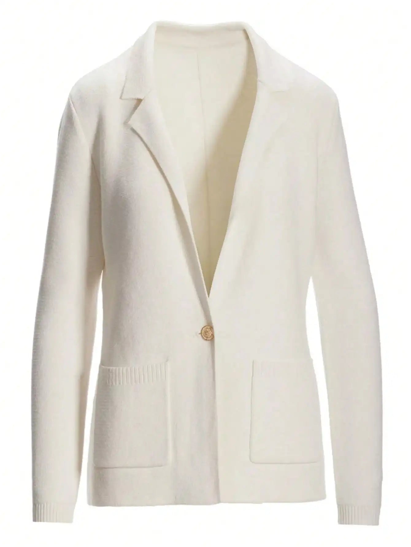 Knit Single-Button Blazer - Thin Fitted Short Jacket | Spring/Fall Versatile Cardigan | Light Mature Coat | Casual Office Blazer