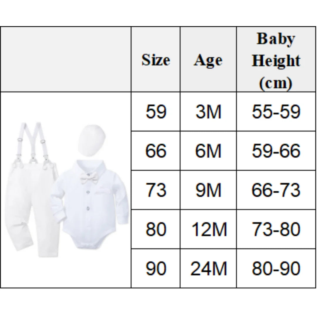Baby Infant Baptism Suit for Boys Toddler Suspender Suit Formal Gentleman Flower Boys Wedding Clothes Set Newborn Outfit