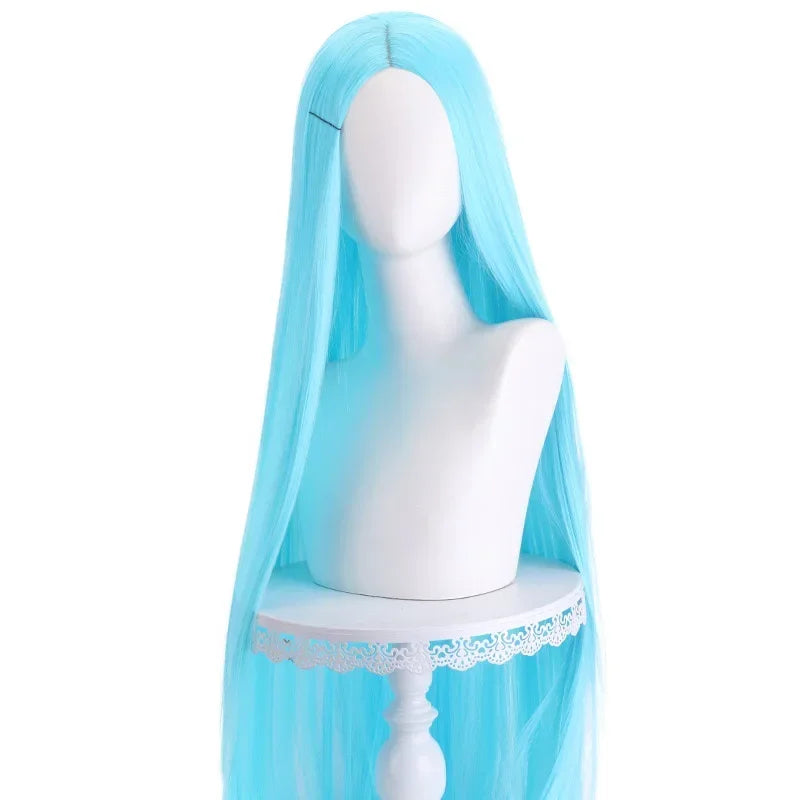 Long Straight Cosplay Wig 100 cm Center Parting Central Split Blond Pink Red Purple Heat Resistant Synthetic Hair Wigs