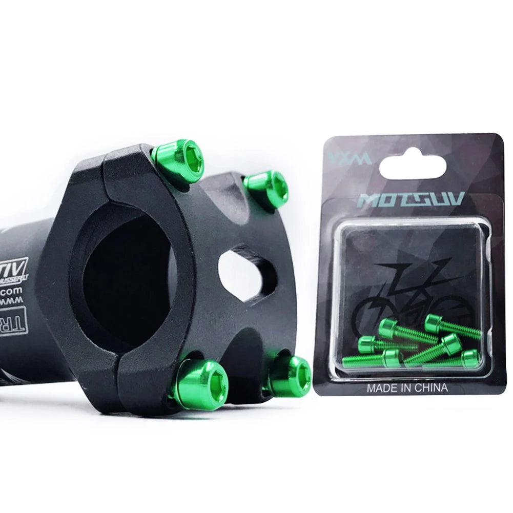 MTB Road Bike Stem Bolts M5x18mm Titanium Plated Allen Hex Head Stem Screws with Washer for Bicycle Accessories