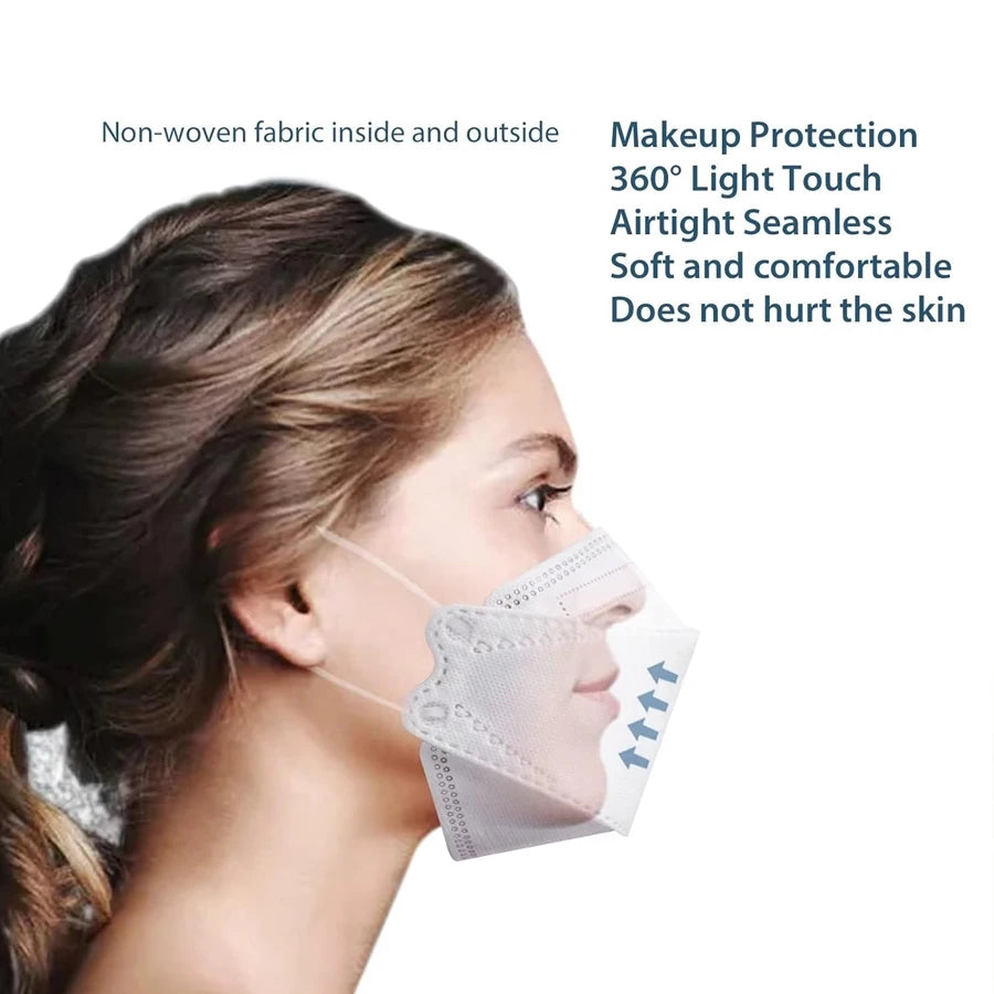 GTT 50-200Pcs Disposable Masks KN95 Fish-shaped 3D Mask Independent Packag 4-layer Filter Dust-proof Protection Mask Black White